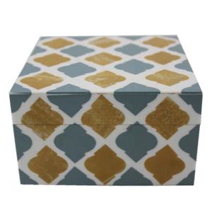 Caja de almacenamiento decorativa de forma cuadrada de material de tablero MDF a granel al por mayor con tapa hecha a mano personalizada a granel - Product Image 1