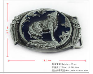 Hebillas de vaquero occidental de diseño vintage Hebilla de cinturón de forma ovalada de lobo de aleación de zinc para cinturón de cuero o accesorios de ropa - Product Image 3