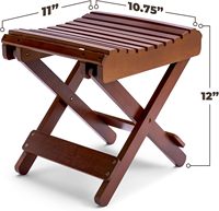 Tabouret de douche et repose-pieds pliable en bambou moderne – Banc portable pour douche, sauna, baignoire – Marron (11"x10.75"x12")