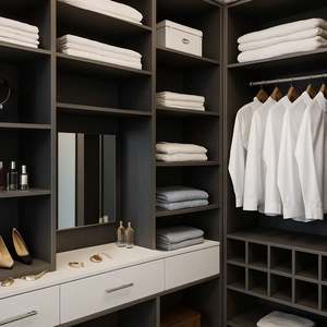 Système de dressing sur mesure SANTOPOVA avec étagères ouvertes et design de comptoir de toilette - Product Image 1