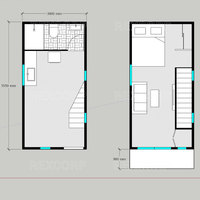 Maison préfabriquée de type duplex avec 1 chambre et 1 salle de bain, maison modulaire en rangée avec balcon, maisons modulaires Horizon Townhomes pour la location