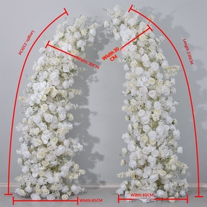 Colonnes de fleurs artificielles pour mariage : roses blanches, orchidées, gypsophile – Décoration florale en soie pour scène – Vente directe usine en gros - Product Image 6