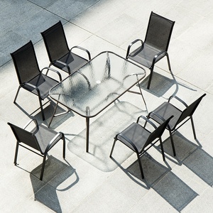 Ghế Ăn Bàn Vuông 6 Chỗ Nhôm Chống Thấm Nước Sân Hiên Đồ Nội Thất Ngoài Trời Bộ Vườn 7 Chiếc - Product Image 5