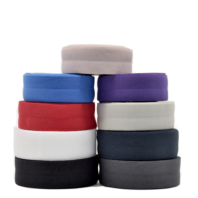 OEKO-100 Stock 1.5cm Nylon Fold Over Elastic Band Colorful Printed Webbing Edging for Down Jacket Cuffs Clothing