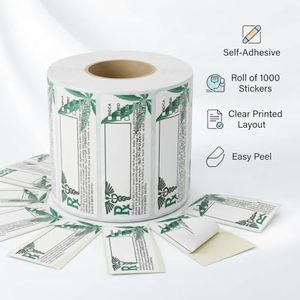 Etiqueta Adhesiva Médica Personalizada, Resistente al Aceite, Cumple con la Normativa de California, Símbolo Universal RX, para Botellas de Medicamentos - Product Image 4
