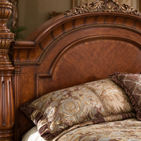 Ensemble de meubles de chambre à coucher antiques, lit king size de luxe, cadre de lit en bois massif, tête de lit sculptée en bois, meubles classiques américains