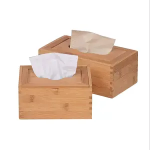 Caja de pañuelos de madera y bambú, Rectangular, reutilizable, creativa, con función de almacenamiento