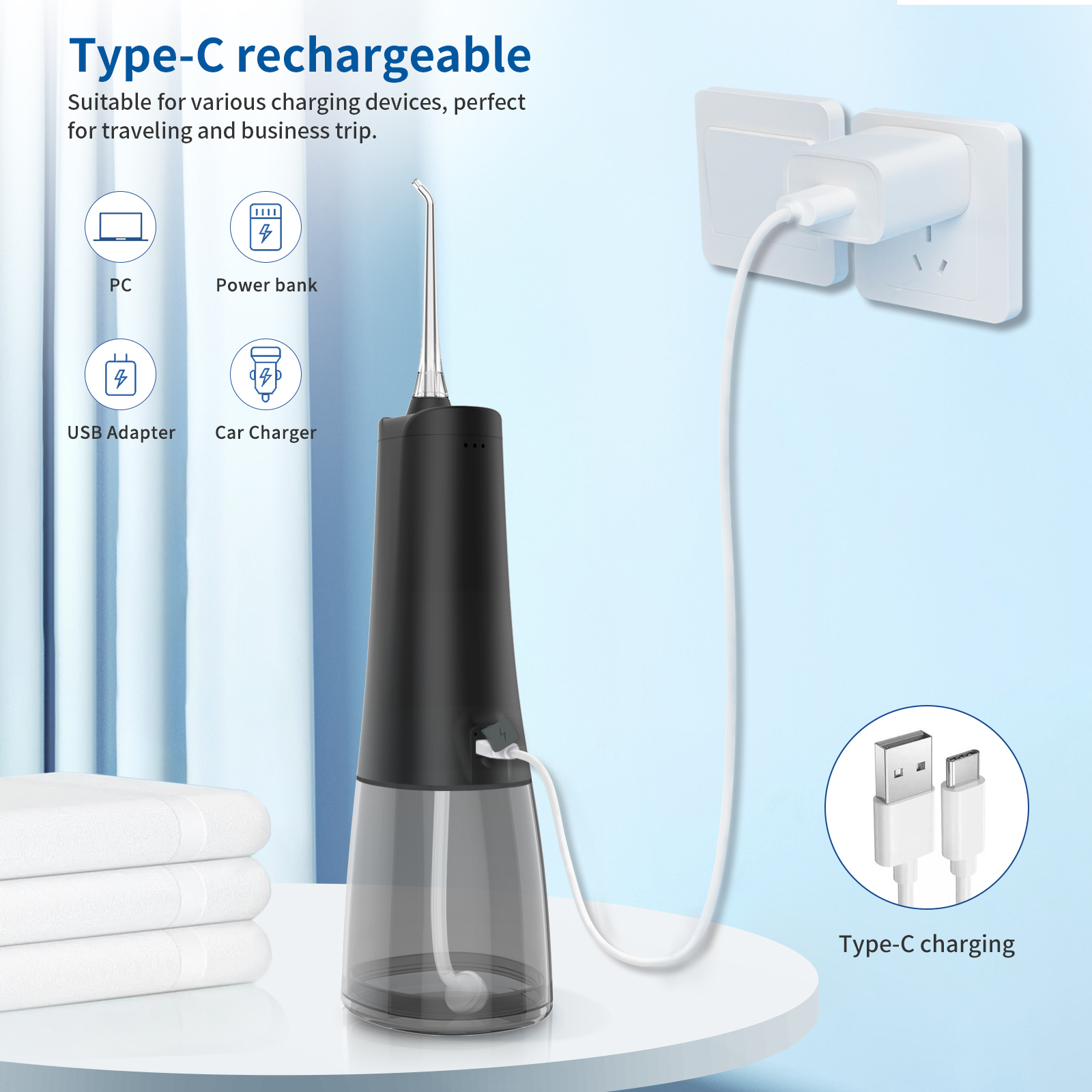 Private Label Cordless Water Flosser – Slim Rechargeable Portable Dental Oral Care Device - View 2