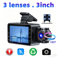 Caméra embarquée Full HD 1080P 3 canaux avec écran IPS 3 pouces, WiFi, vision nocturne, enregistrement en boucle, grand angle 170°, garantie 1 an
