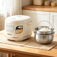 Cuiseur à riz électrique intelligent multi-usages à faible teneur en glucides 1,8 L, cuve intérieure en acier inoxydable 304, tasse doseuse en plastique, fonction maintien au chaud 3D, cuiseur vapeur