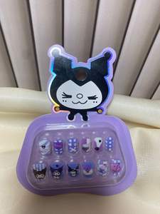 Qianya Kuromi Cartoon Kids Press on Nails-<span class=keywords><strong>Faux</strong></span> ongles imperméables faciles à appliquer pour bébés filles, ensemble de nail art pour enfants mignons - Product Image 6