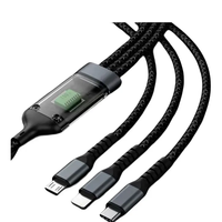 100w 3-en-1 LED affichage câble de charge rapide Usb Type C Micro chargeur câble tressé affichage puissance pour téléphone Android Samsung