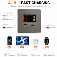 Prise murale industrielle standard UE 20W à charge rapide avec interrupteur, type 86, pour téléphone portable, 2 ports Type-C, rallonge