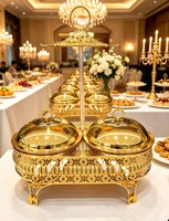 Ensemble de réchauds de buffet ronds doubles suspendus de luxe 16L en acier inoxydable pour service de buffet de banquet et restaurant