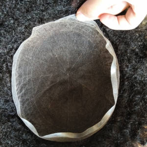 Groothandel Goedkope 10Mm Krullend Indian Haar Toupetje Natuurlijke Kleur Super Fijn Voor Zwitserse Kant Vervanging Voor Mannen Zwarte Mannen Prothese - Product Image 4