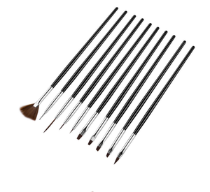 Lot de 10 pinceaux à manche en plastique noir pour nail art, gel, acrylique, lignes fines, pour la conception de manucure - Product Image 5