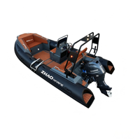 Yacht semi-rigide de luxe LUX460 en aluminium de 4,6 m avec plancher en EVA et tour de wakeboard pour la navigation côtière, petit bateau familial