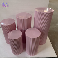 MILE Ensemble de 3/5 supports à fleurs en métal rose, socle ondulé rond, ensemble de supports à gâteaux, support à dessert pour décoration de mariage