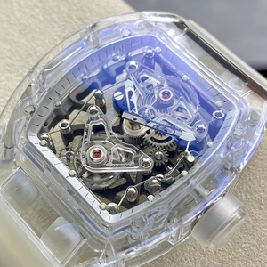 Factory-direct sale of transparent crystal hollowed-out design square watch, fashionable, waterproof, luxurious watch - Product Image 1