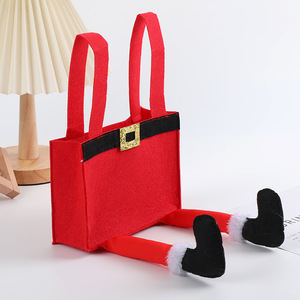 2025 graziose borse regalo di Natale elfo piedi rosso e verde <span class=keywords><strong>feltro</strong></span> per Natale borse grande borsa di <span class=keywords><strong>feltro</strong></span> - Product Image 2