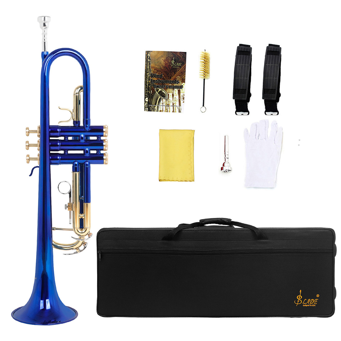 SLADE B-flat Brass Trumpet - Beginner-Friendly Gold Lacquered