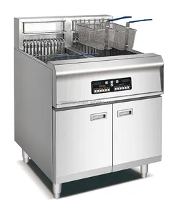 Hot Sale Stainless Steel Commercial Vertical Two Tank Two Basket Turkey Deep Fryer with Timer