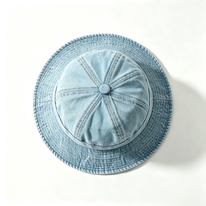 Vintage Washed <b>Light</b> Denim Unisex Bucket <b>Hat</b> Soft Distressed Wide Brim Sun Protection Casual Streetwear Spring Summer Laminated - Product Image 2