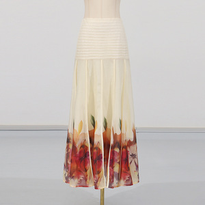 Abito stile <span class=keywords><strong>palazzo</strong></span> francese da donna 2025 <span class=keywords><strong>estate</strong></span> nuova camicia stampata con maniche a lanterna + gonna a vita alta a fiori Set due pezzi - Product Image 6