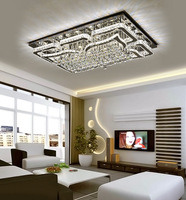 Lustre de plafond LED carré moderne de haute qualité en cristal, alimentation CA, en acier inoxydable pour la décoration du salon