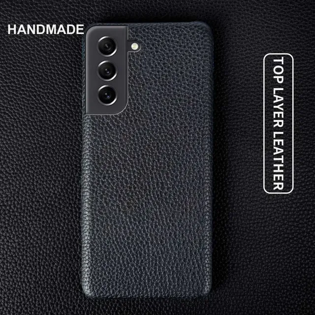 For funda Samsung S21 FE Case Litchi pattern Genuine Leather Cases for Galaxy S24 S21Ultra S22 Plus phone Cover Coque capa