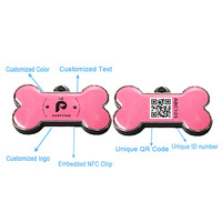 Étiquette d'identification de chien NFC 13.56Mhz personnalisée NFC porte-clés pour animaux de compagnie en métal RFID étiquette d'os de chien pour l'identification des animaux de compagnie