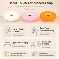 Lampe murale en forme de beignet à commande tactile LED USB au design moderne et créatif, lampe de chevet pour chambre à coucher, lampe d'ambiance