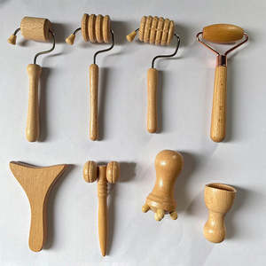 Nuevo masaje facial de ocho piezas Madero herramientas de terapia de madera drenaje linfático aire pierna masajeador rodillo enchufable masajeador de madera - Product Image 2