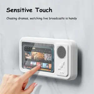 Suporte do telefone do chuveiro com alto-falante sem fio IPX4 impermeável anti-fog touch screen suporte do telefone de parede para banheiro chuveiro