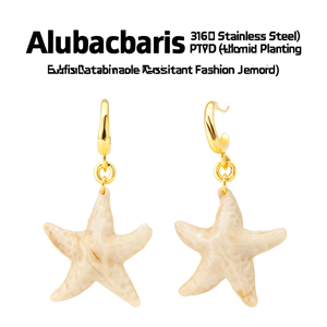 Boucles d'oreilles pendantes étoile de mer en acier inoxydable 316L plaqué or PVD, bijoux de mode durables et résistants - Product Image 2
