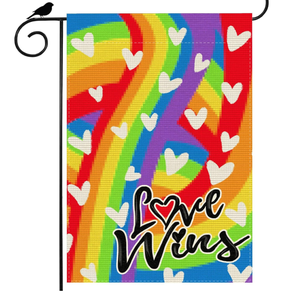 Drapeau de maison arc-en-ciel coeur de fierté à l'extérieur, LGBTQ Progress Community <span class=keywords><strong>Gay</strong></span> Lesbian Transgender Bisexual Yard Décoration extérieure - Product Image 2