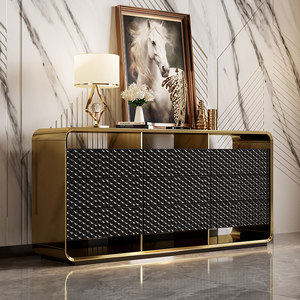 Buffet en bois de luxe italien, style asiatique, meuble de salle à manger moderne, armoire d'entrée, <span class=keywords><strong>commode</strong></span> de chambre laquée dorée - Product Image 2