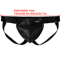 Sous-vêtements pour hommes de haute qualité, jockstrap taille basse en similicuir PU, ceinture ajustable, poche amovible, rivets