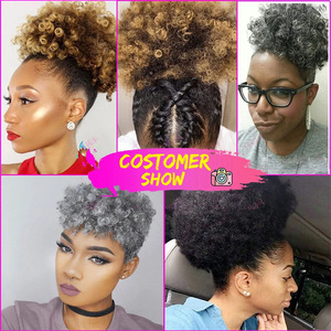 Extension <span class=keywords><strong>de</strong></span> <span class=keywords><strong>queue</strong></span> <span class=keywords><strong>de</strong></span> <span class=keywords><strong>cheval</strong></span> synthétique Afro Puff pour femmes noires, <span class=keywords><strong>chignon</strong></span> bouclé crépu à cordon <span class=keywords><strong>de</strong></span> serrage et clip - Product Image 6