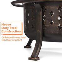 Foyer d'extérieur 36 ''Foyer à bois Métal Acier BBQ Grill Patio Camping Brûlant Rond BOL FIRE PIT