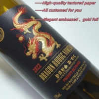 Étiquettes de vin et de bière autocollantes durables avec motif de logo personnalisé, feuille d'or en relief, autocollants haut de gamme pour bouteilles de vin