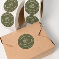 Étiquette ronde noire personnalisée pour emballage de restauration rapide, autocollant imprimé pour boîte à emporter