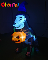 Decoración Navideña, Calavera Inflable con Sombrero de Bruja, Sombrero de Bruja Inflable con Cubo para Calabazas para Halloween