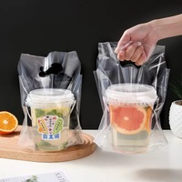 Sacs en plastique transparents pour emporter café, soupe, bubble tea, avec poignée, pour livraison, porte-bubble tea