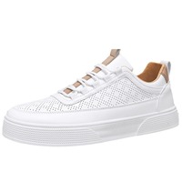 Chaussures de skate décontractées pour hommes et jeunes, plateforme plate, légères, respirantes, en toile, rehaussantes, résistantes aux chocs, blanches, pour étudiants, vente en gros