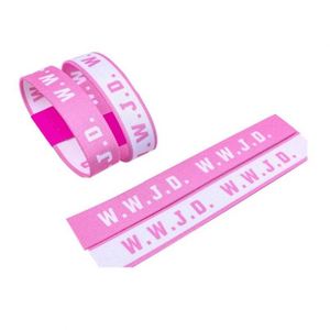 W.W.J.D. Bracelet élastique avec logo imprimé en jacquard doux, qualité du fabricant pour utilisation lors d'événements - Product Image 1