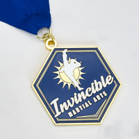 Médaille personnalisée en métal émaillé hexagonal, alliage de zinc, pour course de trail ultra, avec cordon imprimé