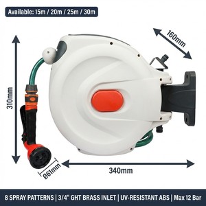<span class=keywords><strong>Enrouleur</strong></span> de <span class=keywords><strong>tuyau</strong></span> d'<span class=keywords><strong>arrosage</strong></span> mural rétractable automatique pour jardin avec pistolet de pulvérisation multifonctionnel - Product Image 1
