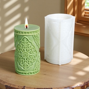 Moule à bougie en silicone réutilisable écologique de forme cylindrique à motifs traditionnels pour la décoration de la maison Bougies parfumées - Product Image 4