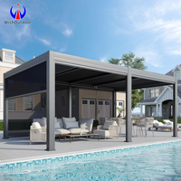 Pergola motorisée robuste en alliage d'aluminium 6063-T6, écologique, avec toit motorisé et réglage par capteur de lumière solaire pour jardin